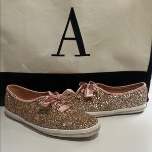 Kate spade Keds Rose Gold Glitter Size 6.5